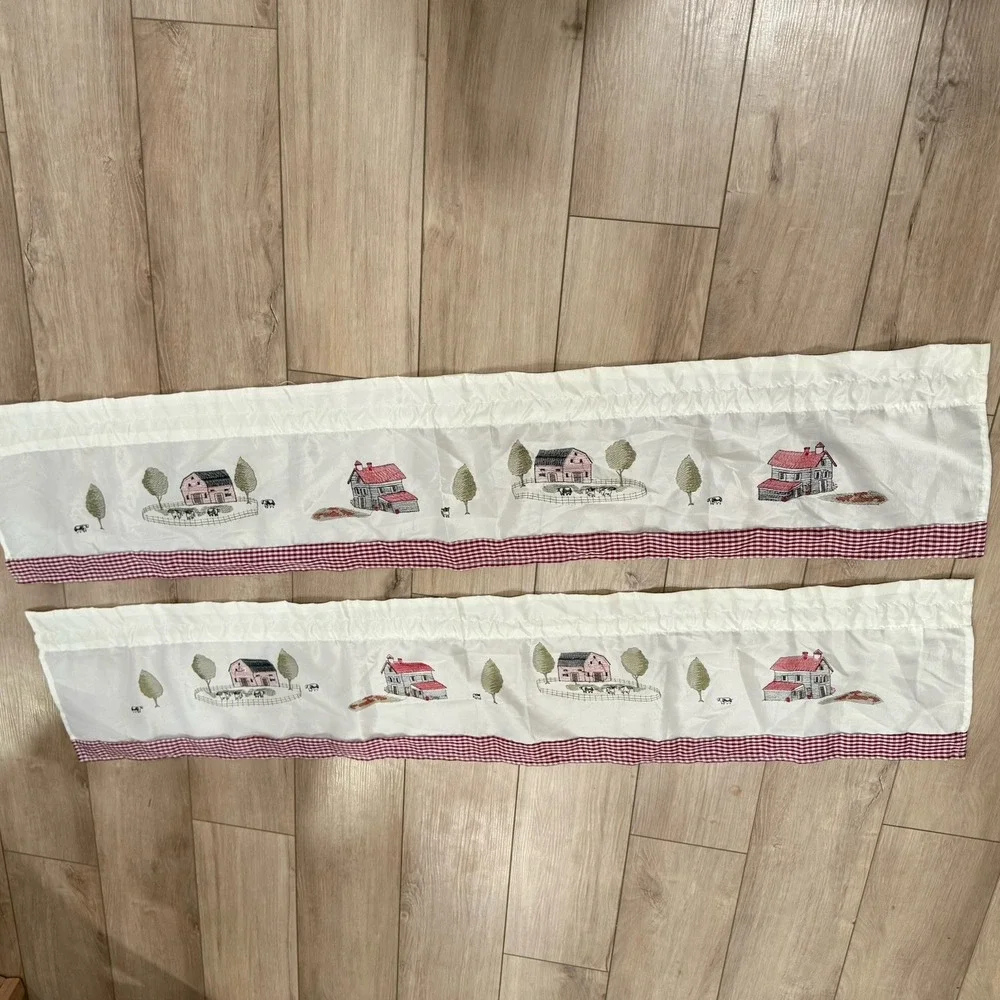 Better Homes & Gardens Farm Embroidered Valance Curtain Set Primitive 50
